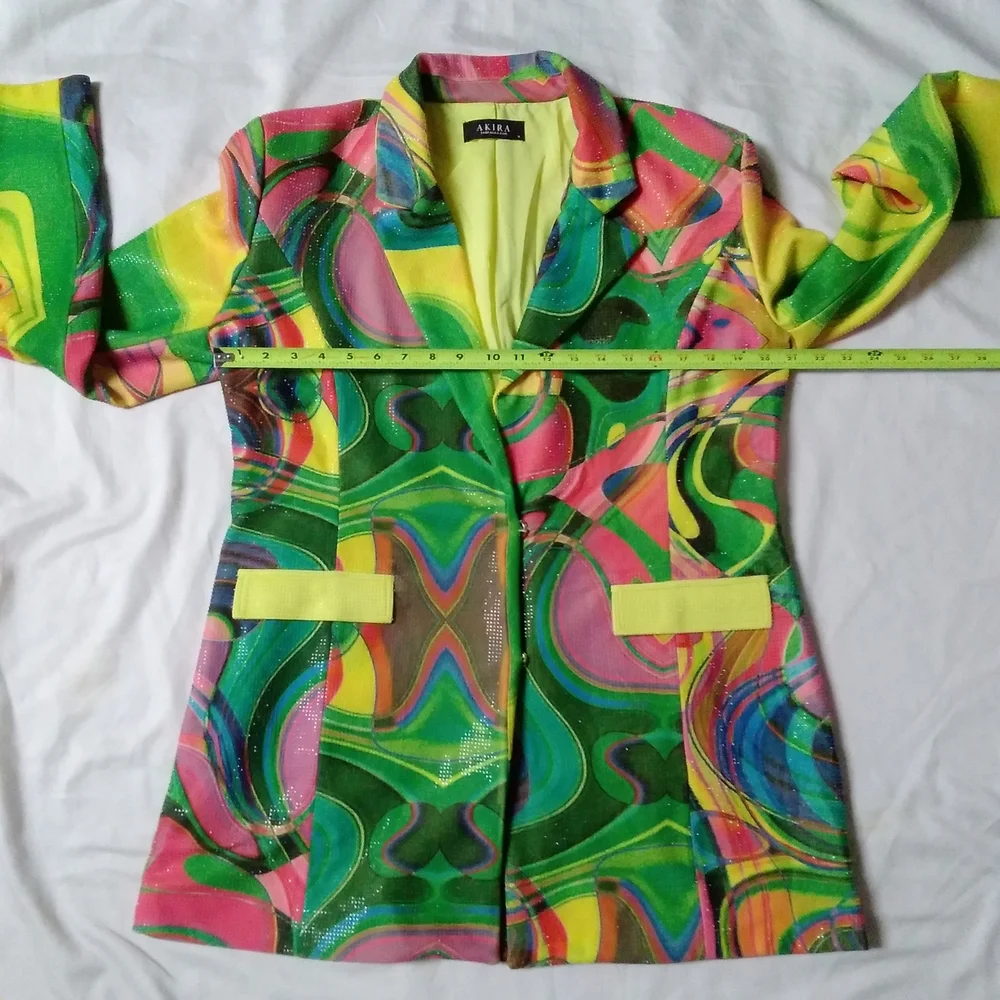 Akira Colorful Abstract Embellished Blazer Jacket - Picture 6 of 12